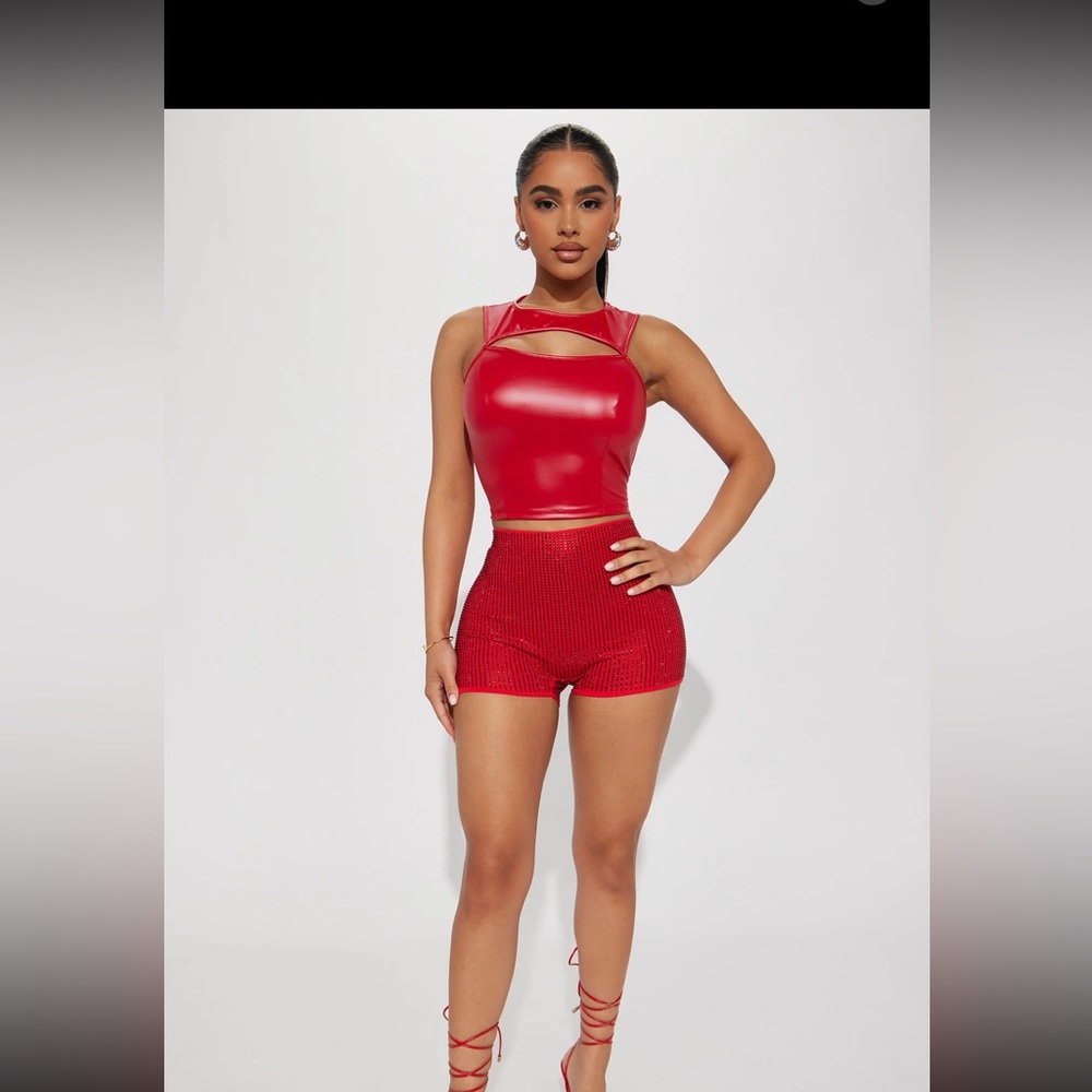 Fashion Nova Red Embellished short brand new/never worn